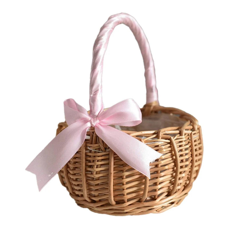 Handwoven Rattan Wedding Basket Detachable Liner Multi-functional