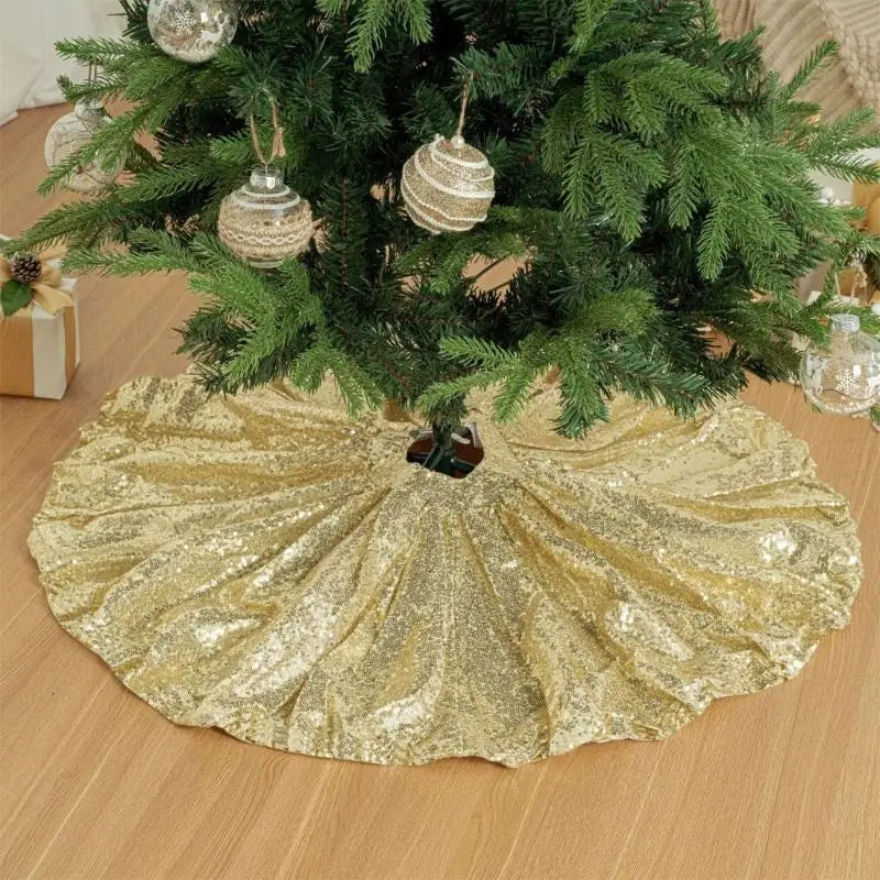 Sequined Christmas Base Cover Water Resistant Polyester Tree Skirt