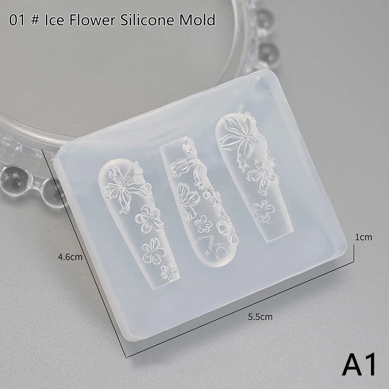 Silicone Flower Butterfly Nail Carving Mold 3D Stamping Plate Nails Zpaxo A1