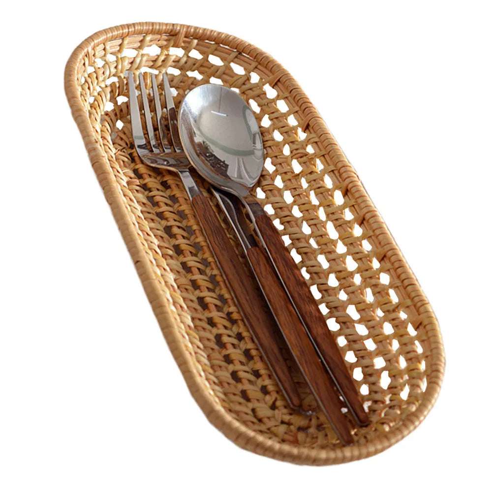 Autumn Rattan Towel Tray Basket Premium Natural Dish Storage
