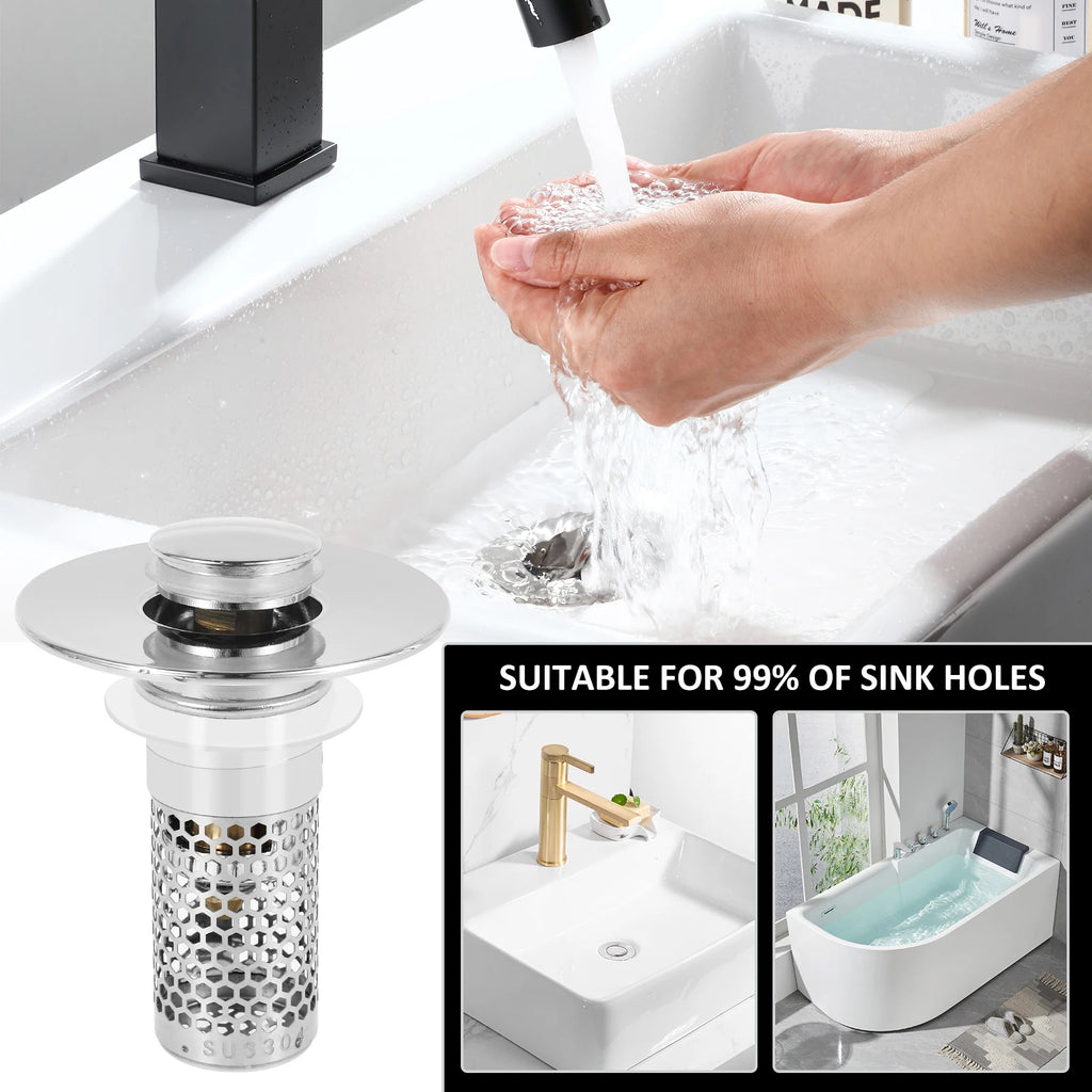 Bathroom Sink Stopper Filter Rust Resistant Drain Strainer Anti Clogging Sink Stopper Filter Basket Easy to Clean for Kitchens Zpaxo