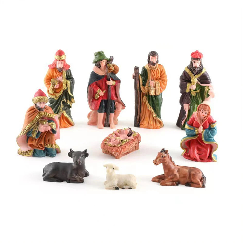 10Pcs Nativity Christ Figurines Set Christmas Nativity Scene Decoration Ornament Gifts Crafts Zpaxo