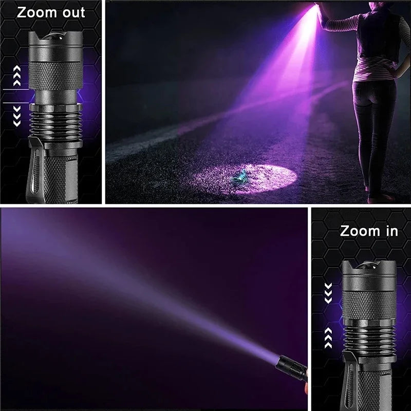 ESMARTER UV Blacklight Flashlight 365/395nm – Zoomable Torch UV Blacklight Flashlight Zpaxo
