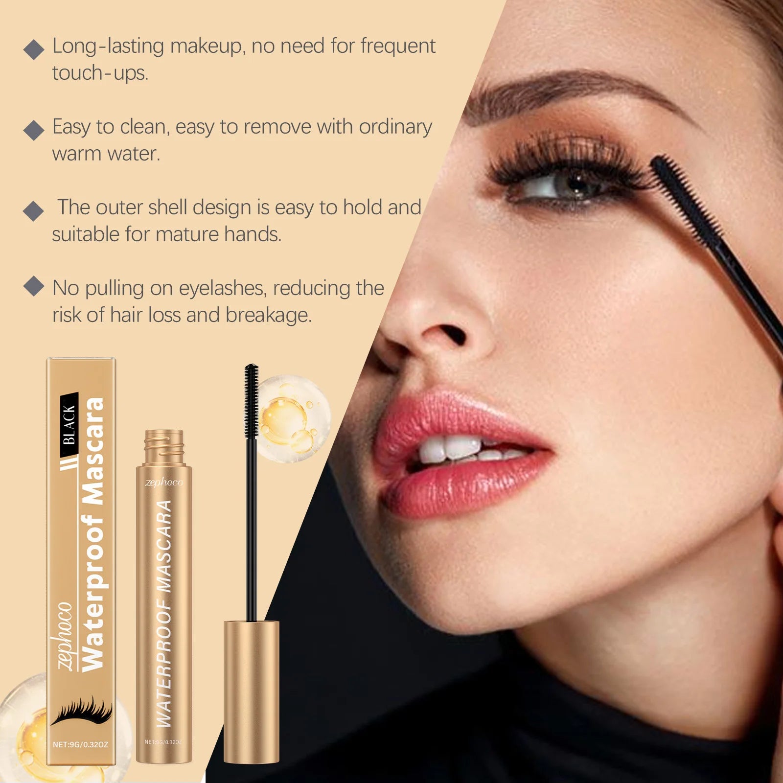 Black Curling Mascara - Naturally Lengthens and Curls, Non-Clumping, Long-Lasting, Everyday Mascara Zpaxo