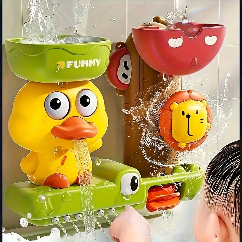 Children's Take A Shower Paddle Toys Cartoon Animals Duck Spin Water Spray Waterwheel Bath Toy Kids Delight Shower Toy Gift Zpaxo Bath Toy