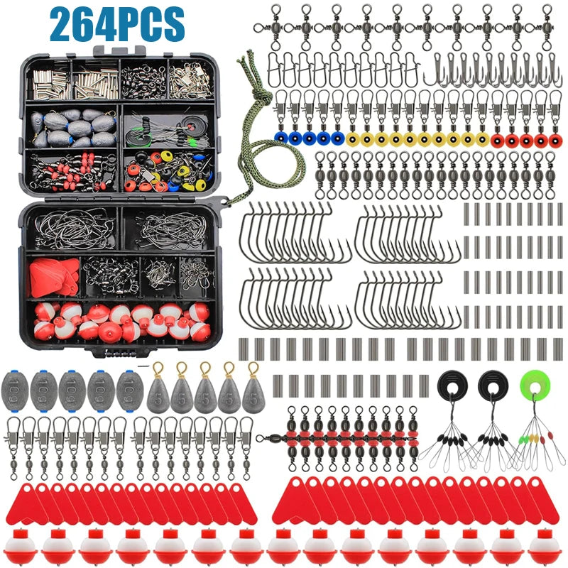 264-Piece Fishing Tackle Set – Hooks, Sinkers, Swivels & Snaps Fishing Tackle Kit Zpaxo LSKIT-264