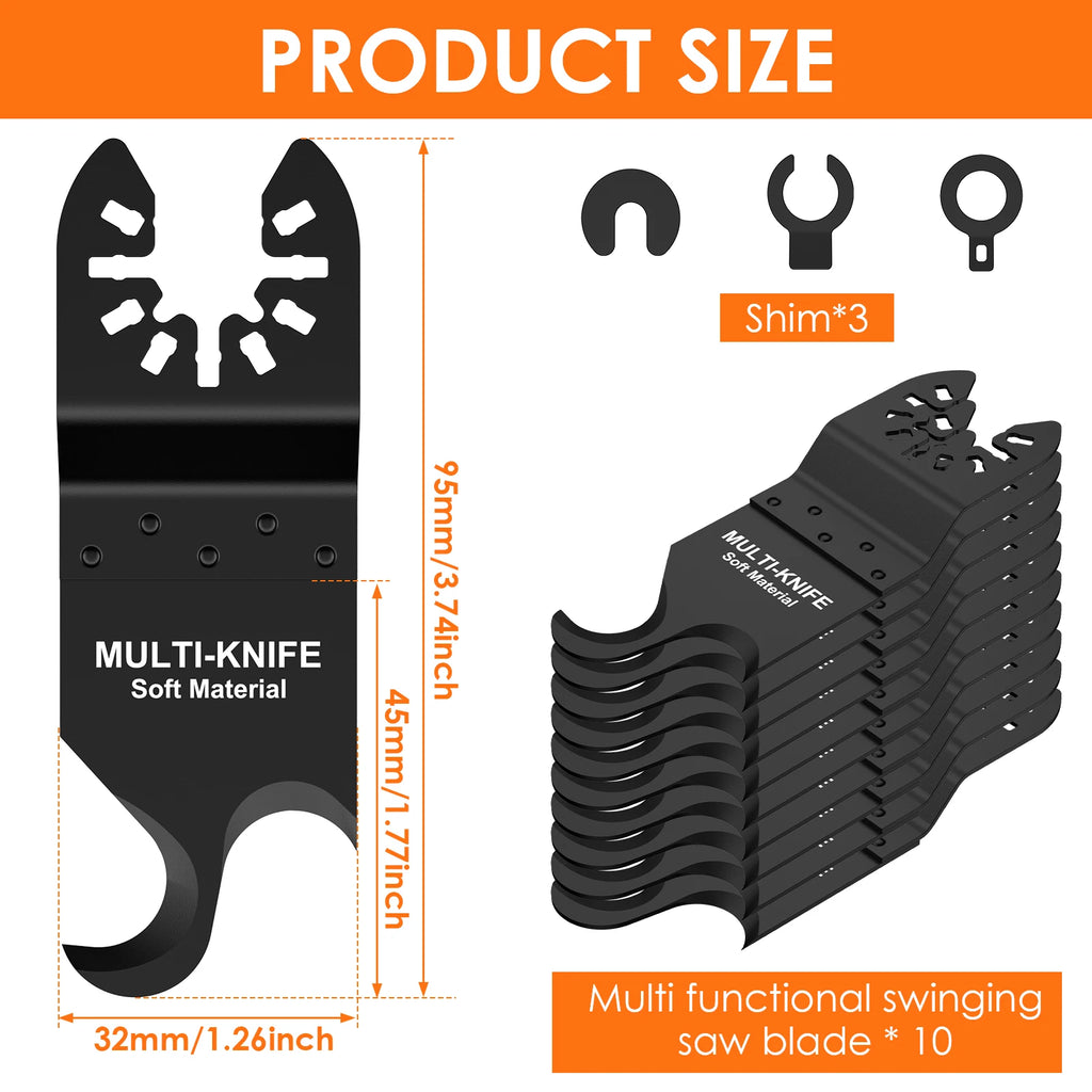 10pcs Oscillating Multi Tool Hook Knife Blade Multitool Saw Blades for Cutting Soft Materials Roofing Shingles PVC Floor Carpet Zpaxo 10pcs Multipurpose Cutting