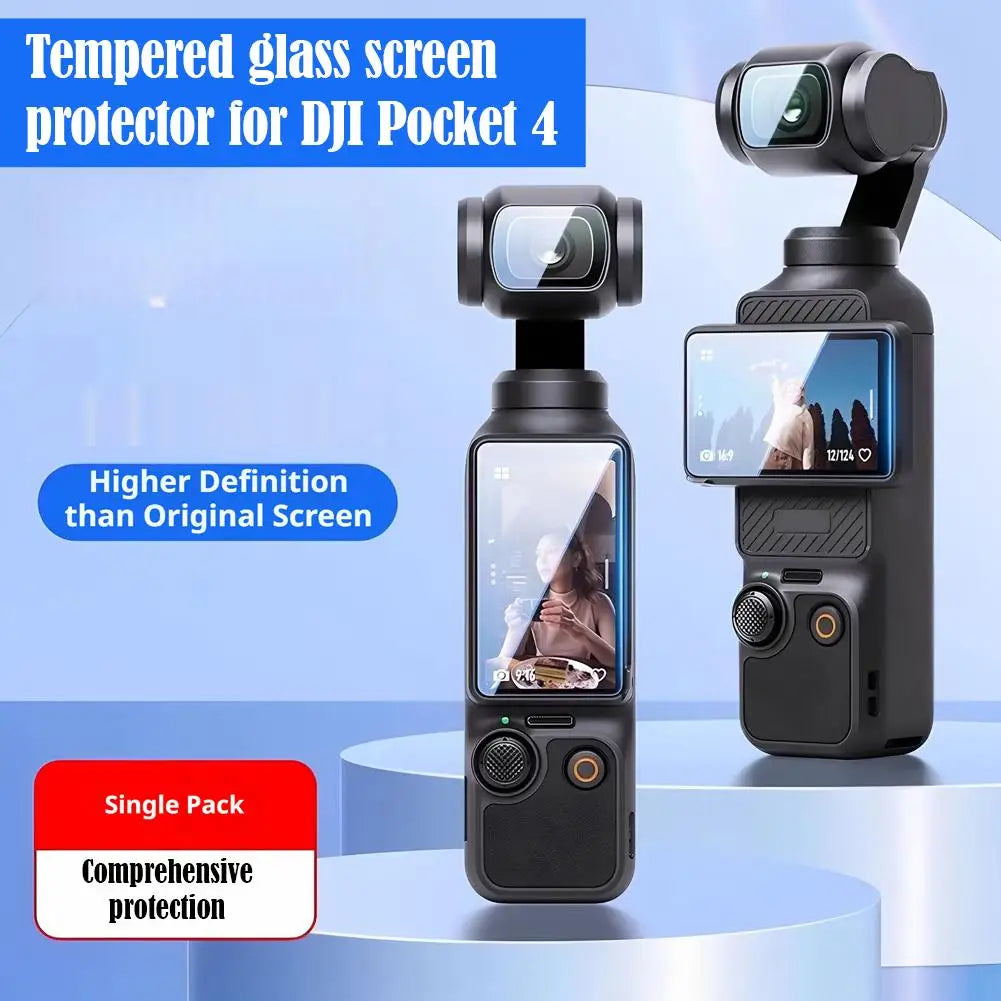 DJI OSMO Pocket 4 Tempered Glass Screen & Lens Protector 2-Pack Camera Screen Protector Zpaxo