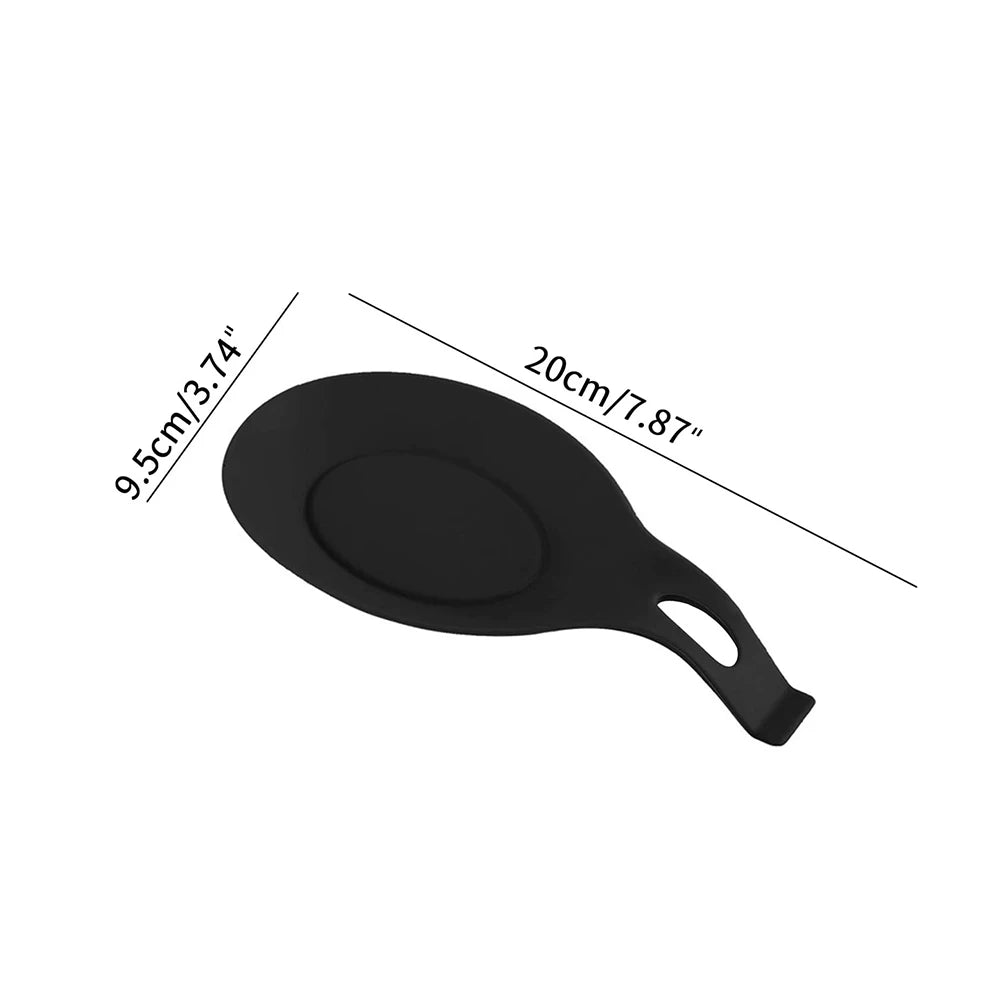 Silicone Spoon Rest Spatula Holder Heat Resistant Utensil Placemat Tray Kitchen Tools Zpaxo black
