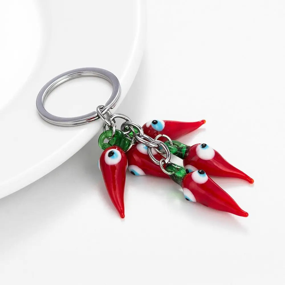 Lucky Eye Red Chilli keychain Exquisitely Crafted Evil Eye keychain Fashion Cartoon School Bag Decor Zpaxo