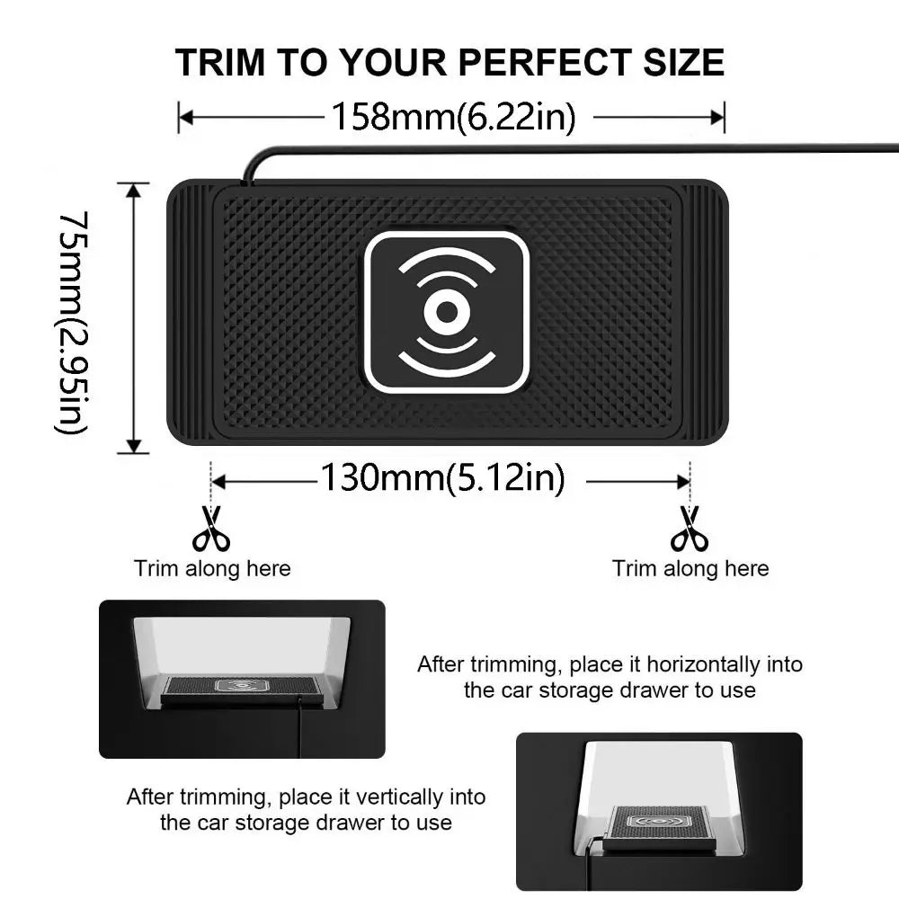 Fast Charging Car Wireless Charger Non-Slip Pad 15W Car Charging Pad Type-C USB Port Satable Wireless Car Charger Car Use Zpaxo