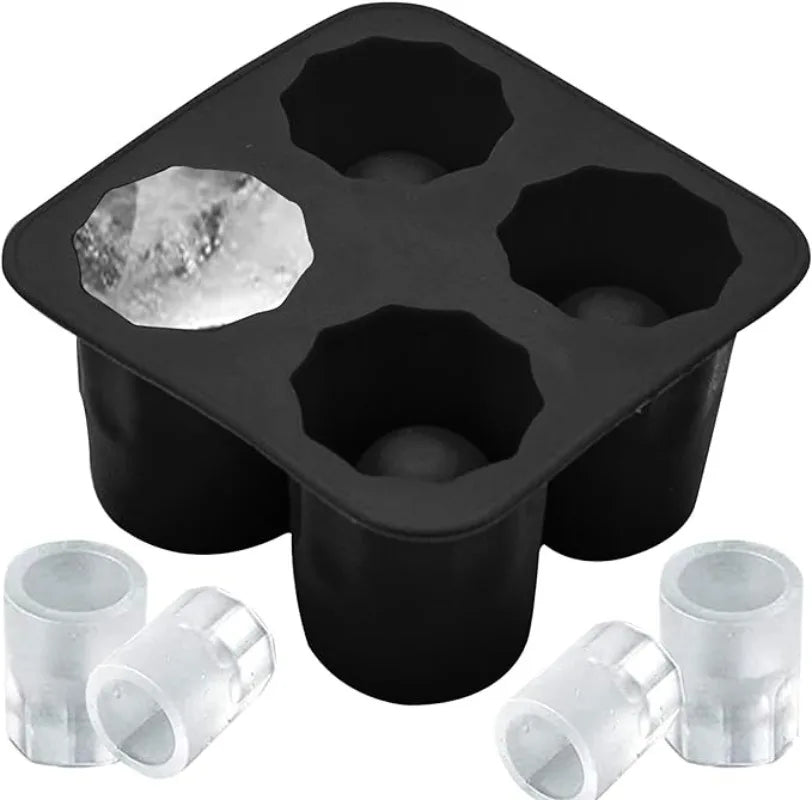Silicone Shot Glass Mold 4 Cavities Round Ice Reusable Non-stick