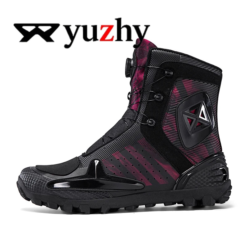 Lexsan Motorcycle Boots Men Leather Motos Breathable Anti Slip