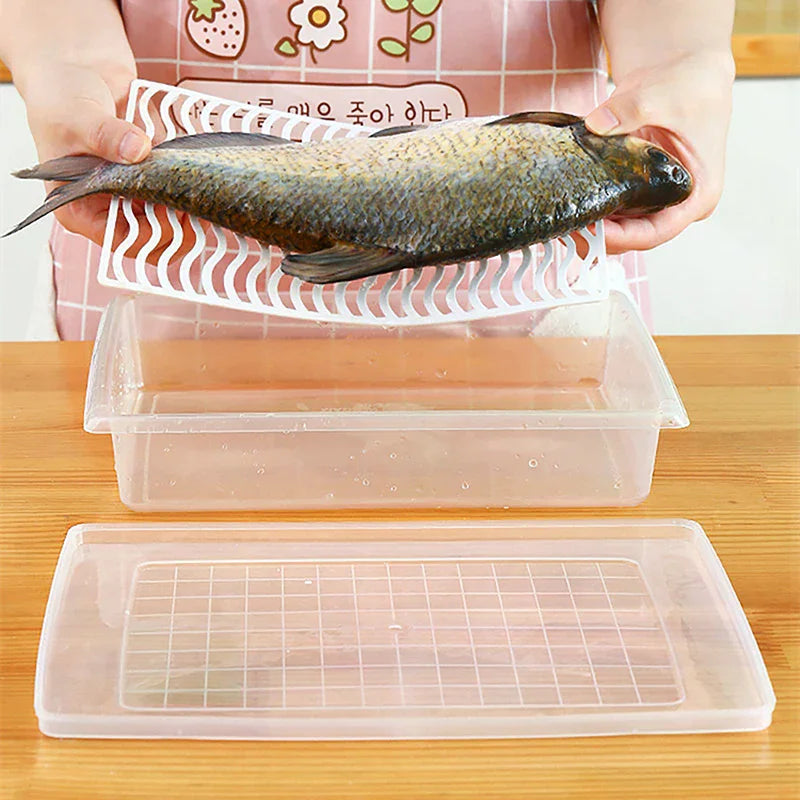 Removable Drain Plate Tray For Keep Fruits Vegetables Meat Fish Food Fresh Storage Box Containers Kitchen Fridge Organizer Case Zpaxo