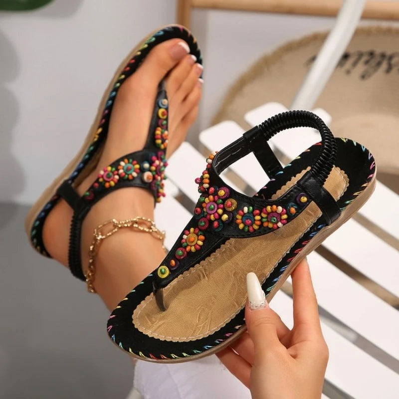 Women's Sandals Summer Flip Flops for Women Comfortable Flats Outdoor Fashion Ladies Shoes Footwear 2025 Luxury Casual Barefoot Zpaxo black 37