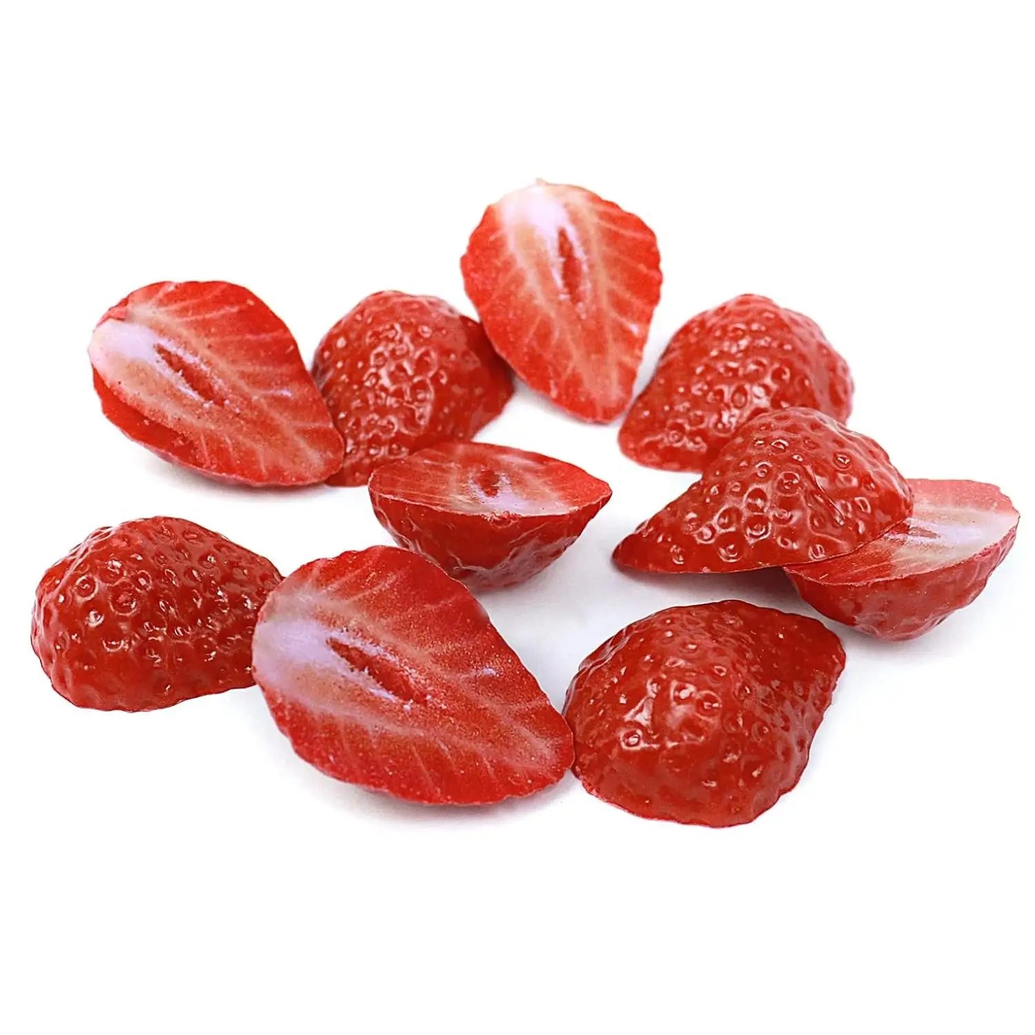 Artificial Strawberry Halves – Fake Fruit Decor & Props (10 Pack)