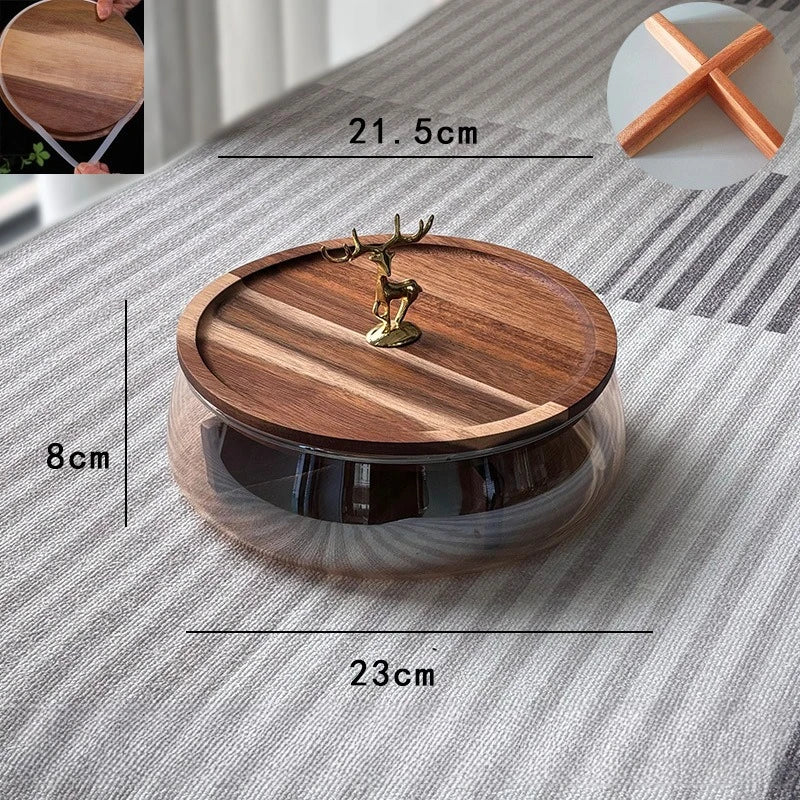 Nut fruit tray candy bowl fruit tray modern living room coffee table double-layer glass household storage box Zpaxo