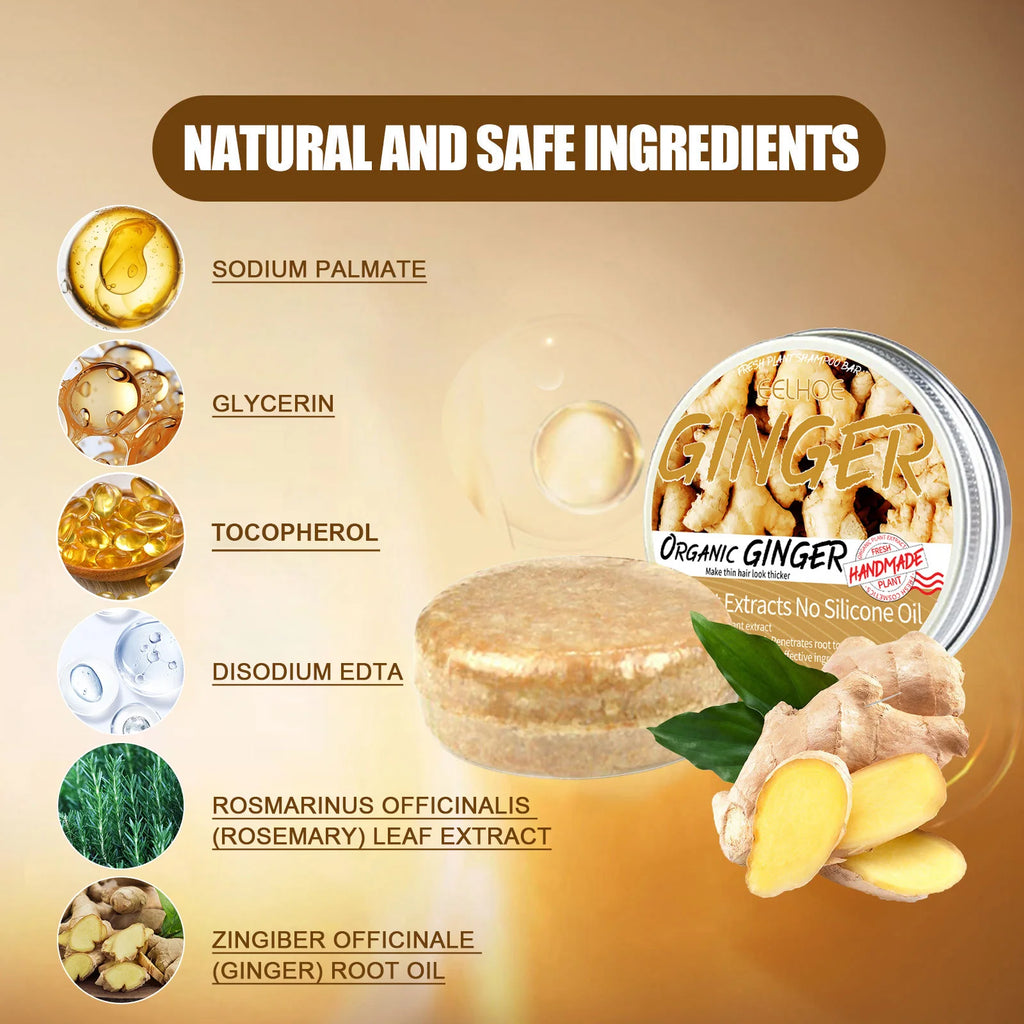 Ginger Shampoo Bar For Hair Growth 60g Anti Hair Loss With Ginger Oil Scalp Care Treatment For Thicker Hair Volumizing Hair Soap Zpaxo
