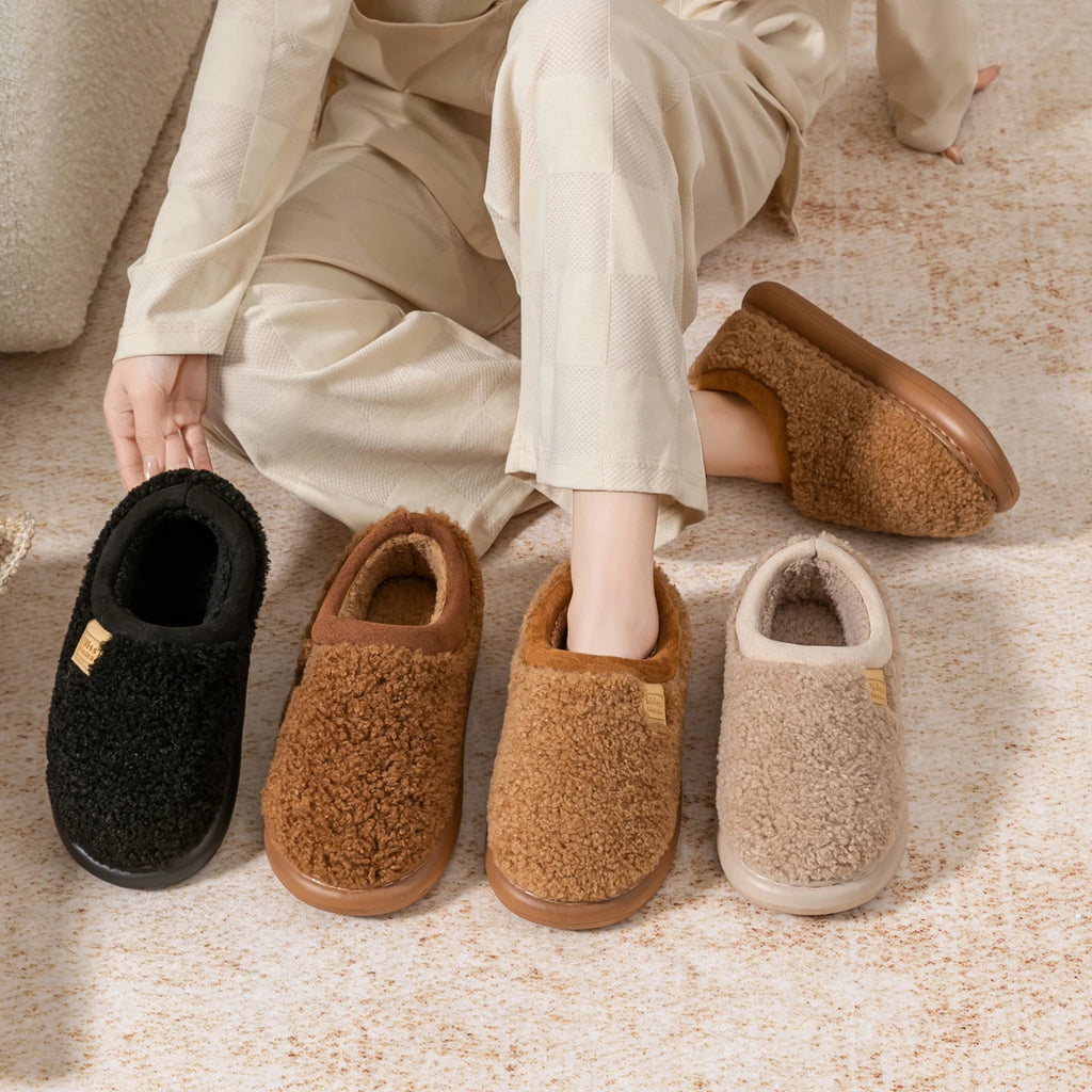 All-in-one Plush Slippers Women Non-slip Indoor Winter House Shoes
