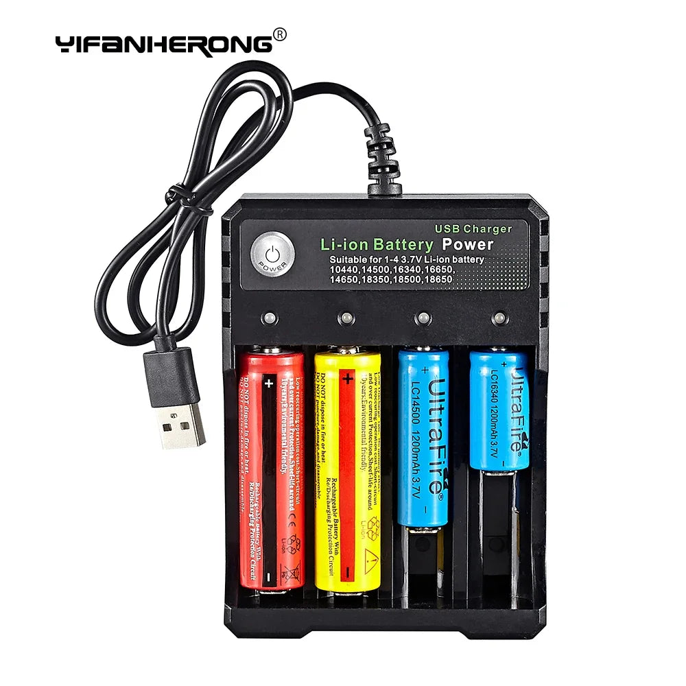 4.2V USB 4 Slot Independent Charging 18650 Charger Li-ion Battery Portable Electronic 18500 16340 14500 26650 Battery Charger Zpaxo