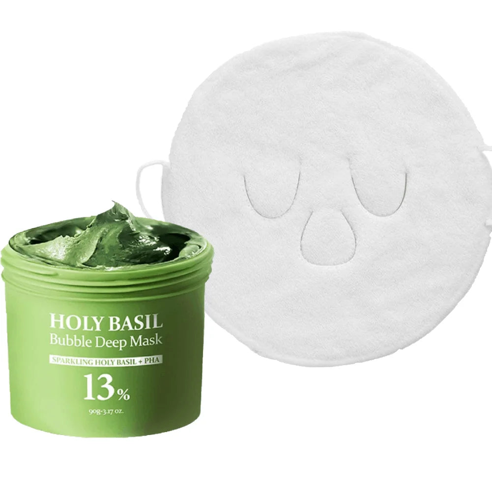 Holy Basil Bubble Mud Mask – Blackhead Removal & Deep Cleansing 90g Face Cleansing Mask Zpaxo C