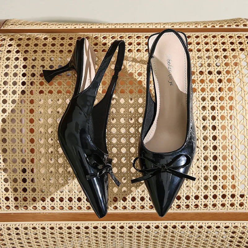 Fashion Butterfly-knot Footwear Women Medium Heels Pumps Shoes