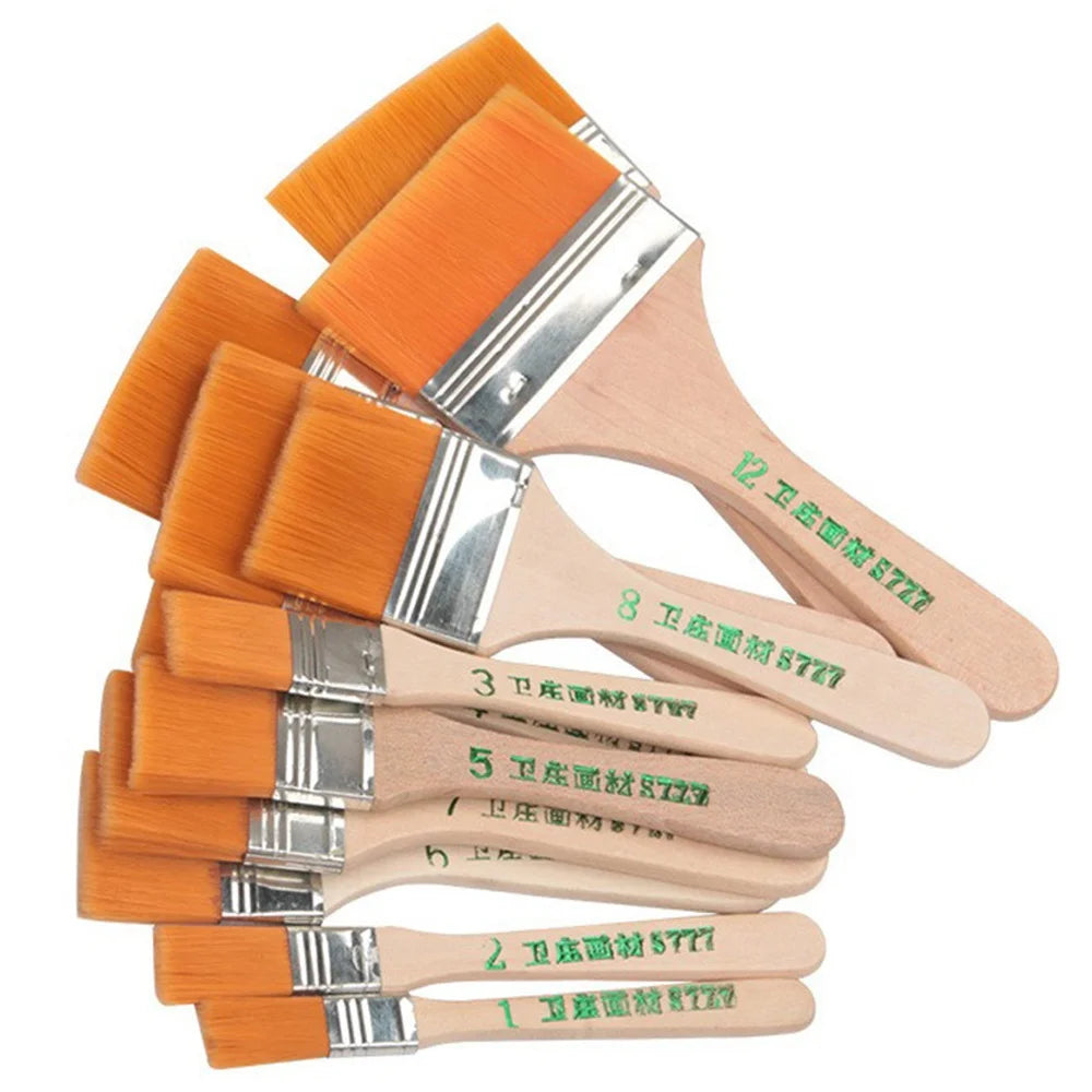 Nylon Paint Brush Smooth Wooden Handle Watercolor Brushes Acrylic Oil