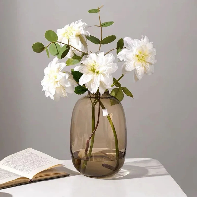 Transparent Glass Vase Office Decor Large Capacity Hydroponic Flower