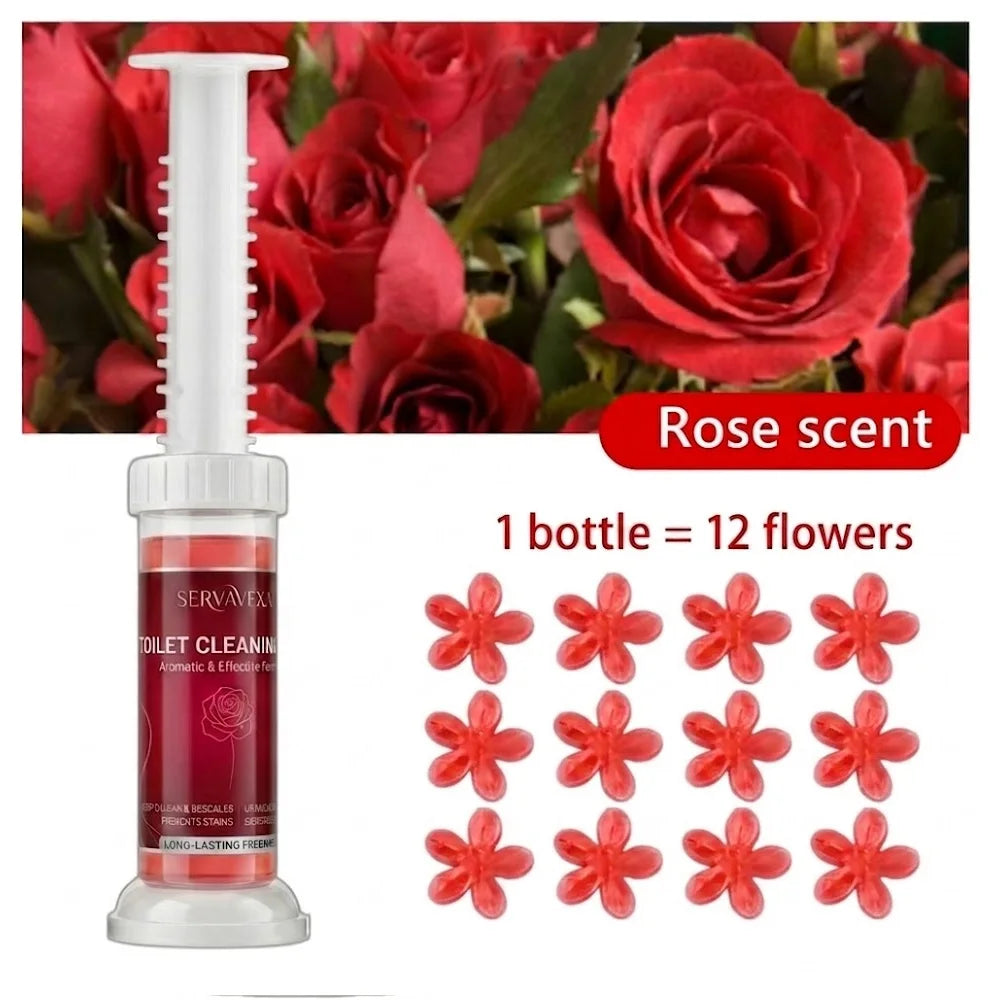 SERVAVEXA 5Pcs Toilet Cleaning Gel Kit Aromatic Flower Needle Stamp Cleaner Deodorizer Removes Stains & Limescale Fresh Scent Zpaxo Red flower