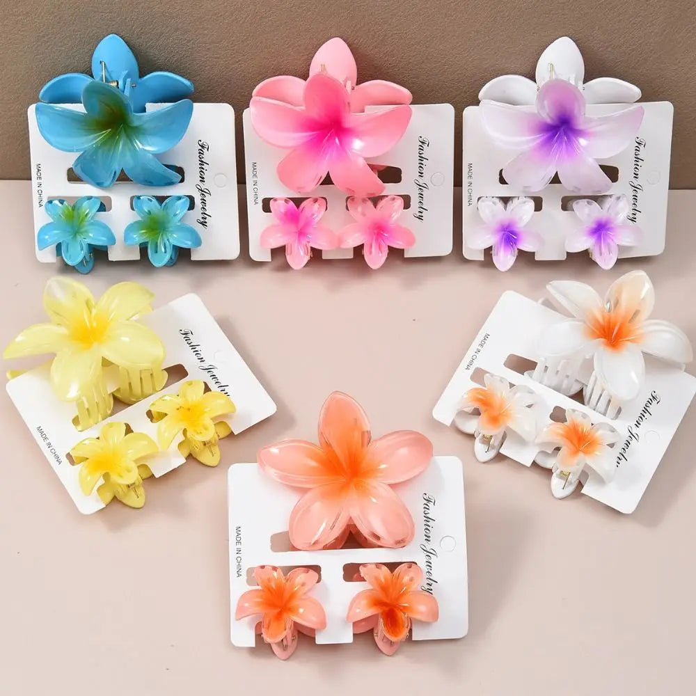 18Pcs Sweet Gradient Egg Flower Hair Clips Acrylic Barrettes Hawaiian Style Hairpins Headwear Summer Zpaxo