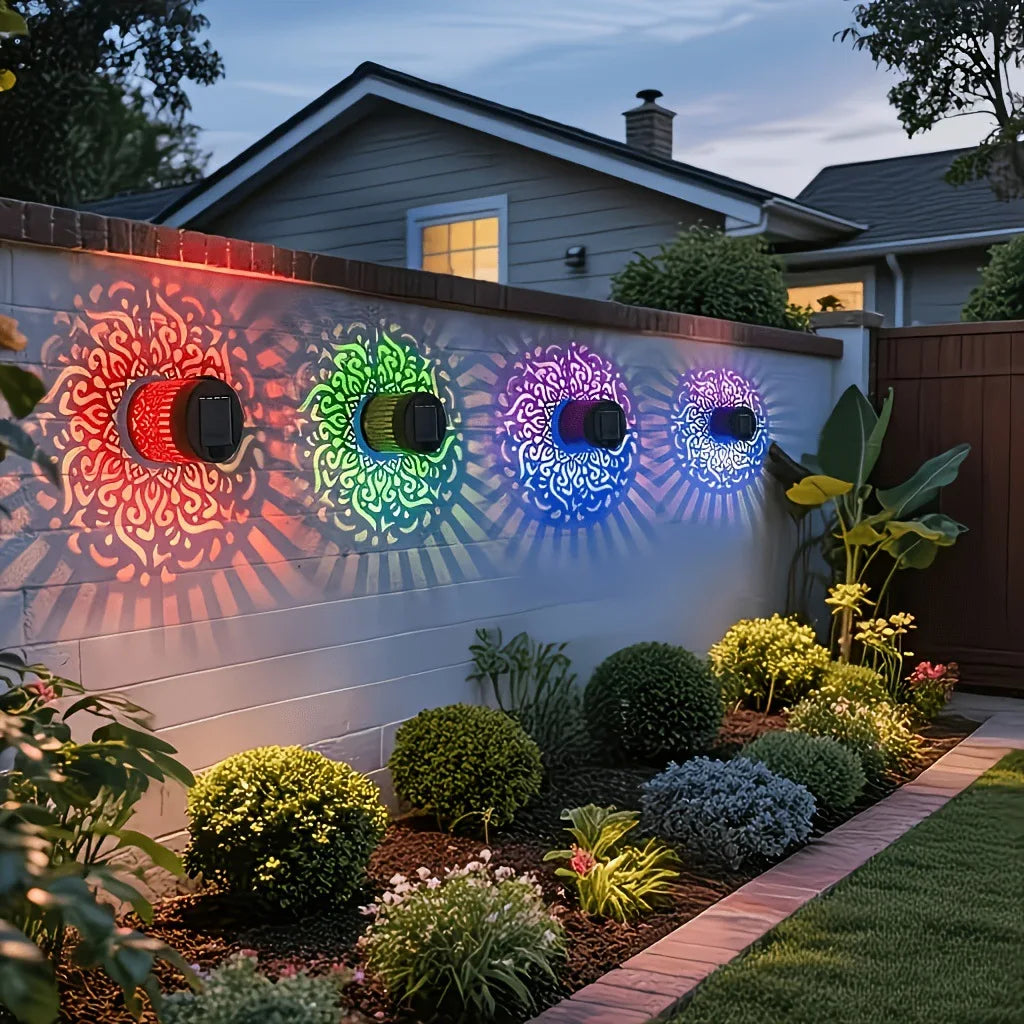 Solar Powered Mandala Sunflower Wall Light Outdoor Garden Decorative