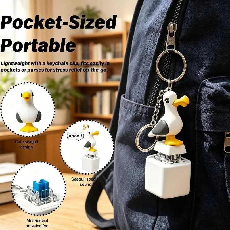Mini Seagull Fidget Keyboard Keychain Funny Stress Relief Finger Zpaxo one size