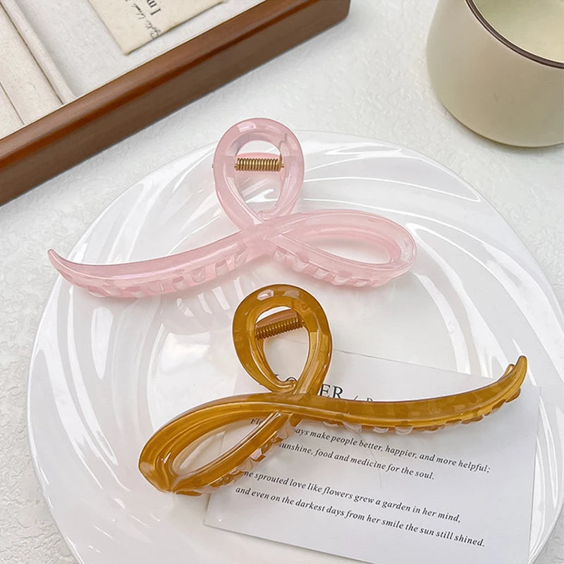 Elegant Jelly Color Bow Hair Claw For Women Girls Sweet Hair Ornament Back Headband Hair Clips Hairpin Fashion Hair Accessories Zpaxo