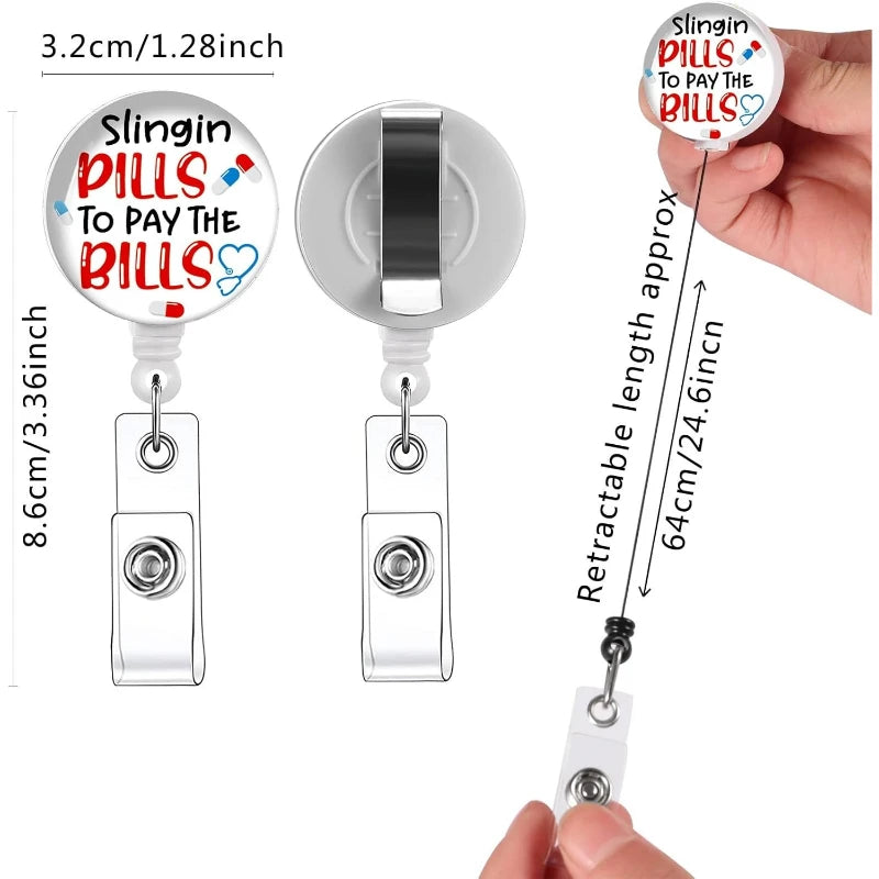 Cute Nurse Badge Reel with Alligator Clip | 1/3/5 Pack ID Holder