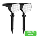 2/4PCS 108LED Solar Spotlights IP65 Waterproof Auto On/Off Landscape Wall Lamp Outdoor Decor for Garden Yard Porch Patio Zpaxo 108LED White-2PCS