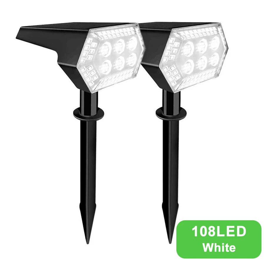 108 LED Outdoor Solar Lights Solar Spot Lights Landscape Spotlights 92 LED Adjustable Garden Decoraction Warm White Lamp IP65 Zpaxo 108 LED-2PCS