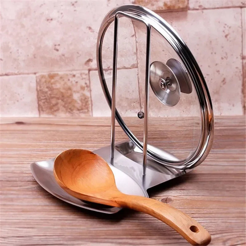 Stainless Steel Pot Lid & Spoon Holder – Kitchen Drain Rack Spoon & Lid Holder Zpaxo