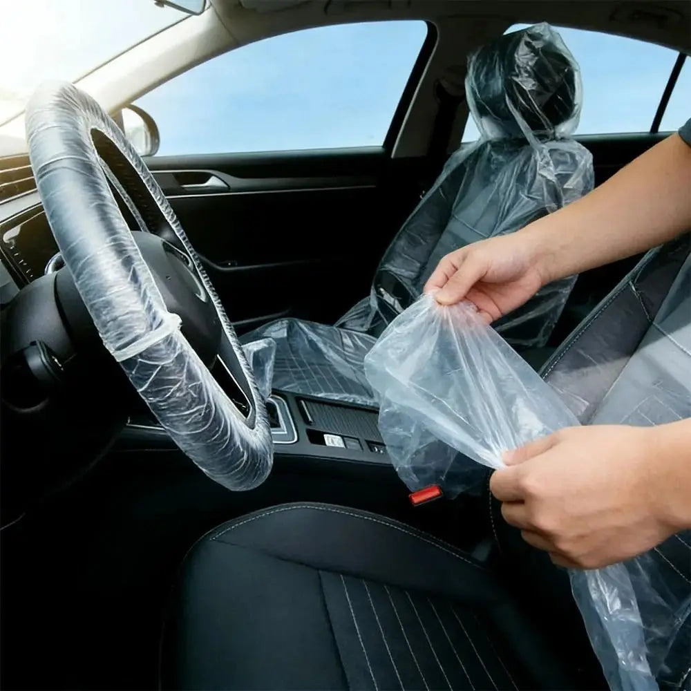 Thickened Plastic Disposable Car Seat Covers Easy Put Universal Auto Zpaxo