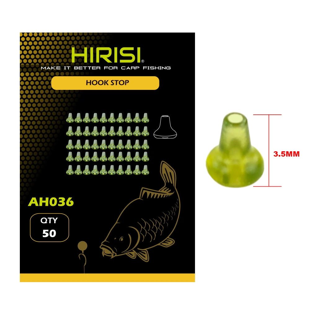 Hirisi 50pcs Rubber Fishing Rigs Fish Hook Stopper Terminal Tackle Accessories AH036 Carp Fishing Positioning Bead Buffer Beans Zpaxo