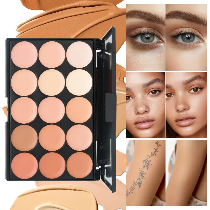 15 Colors Face Concealer Cream Contour Palette,Moisture Cream Makeup Foundation Full Coverage Foundation Covering Perfect Makeup Zpaxo