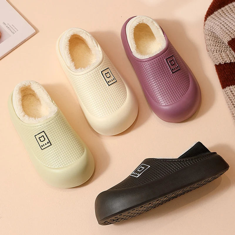 Waterproof Cotton Slippers Women Men Winter Outdoor Indoor Non Slip