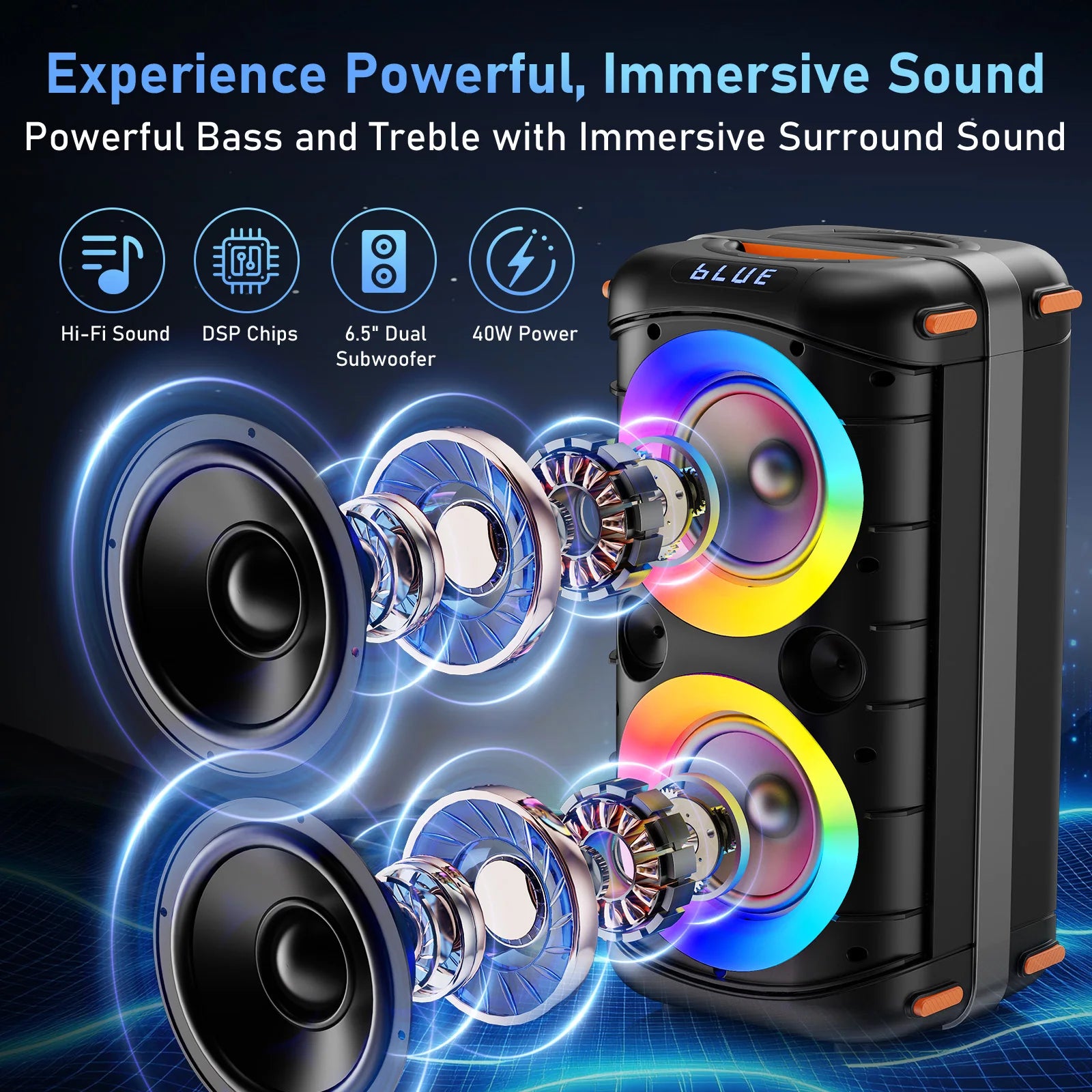 JYX T27 Wireless Bluetooth Speaker Karaoke Machine 2 Microphone Home