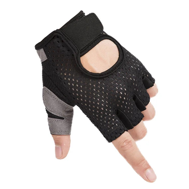 Fitness Half Finger Sports Gloves Men's and Women's Gym Dumbbell Exercise Cycling Hollow Butterfly Mesh Breathable Thin Style Zpaxo black gloves XL