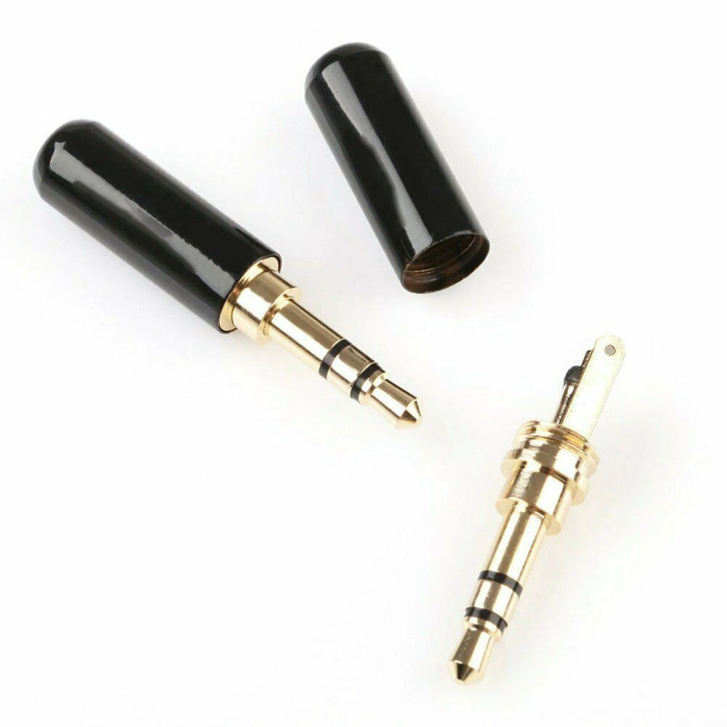 Gold Plated Copper Male Stereo Mini Jack Plug Soldering Headphone