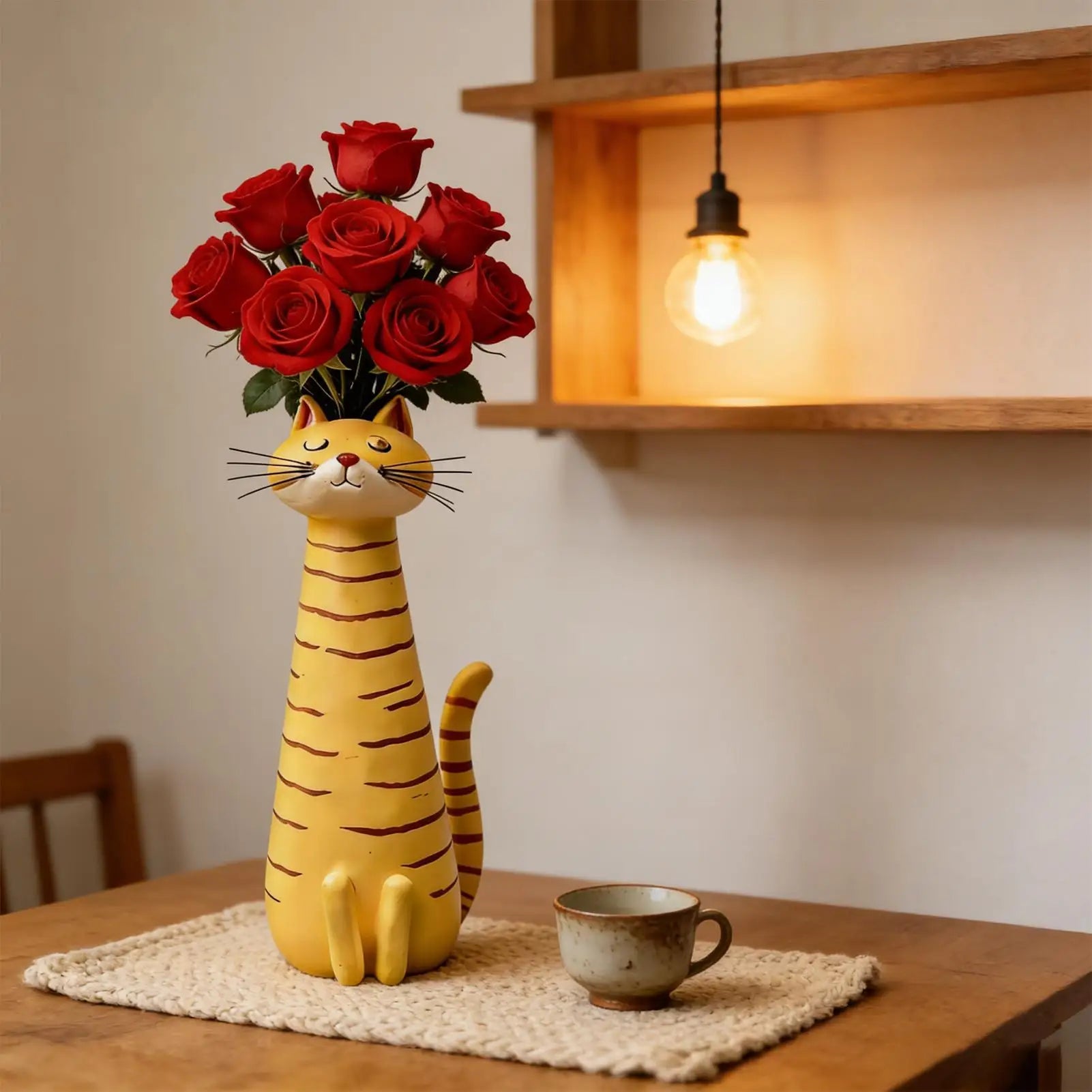 Cat Flower Vase Resin Funny Shape Container Vases Flowers Bouquet