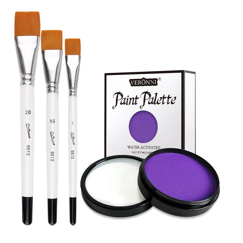 Face Body Painting Palette Non-toxic Safe Monochromatic Water Based Zpaxo 2pcs-purple