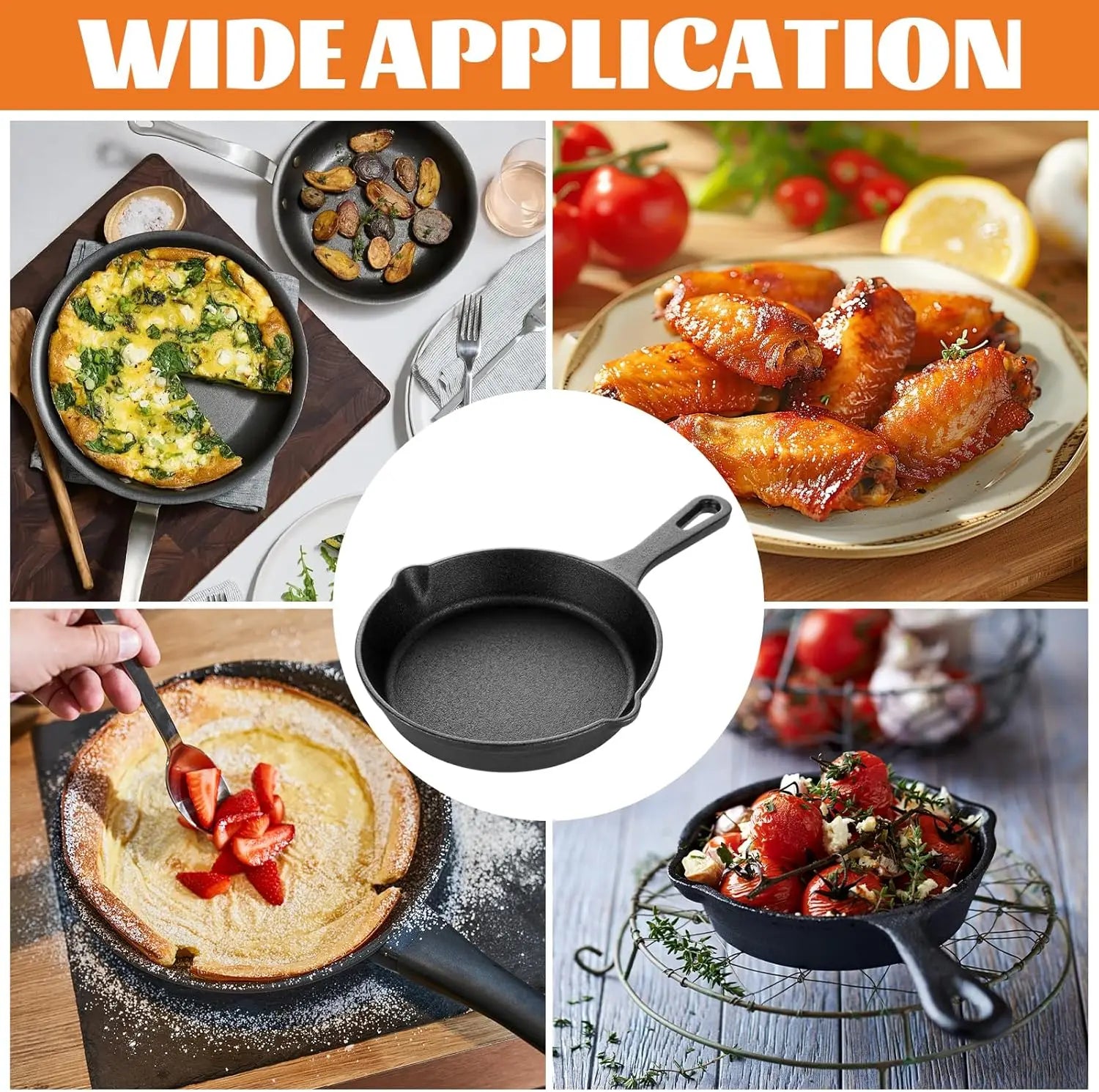 Cast Iron Skillet Frying Pan Pre-seasoned Black Non-stick Mini