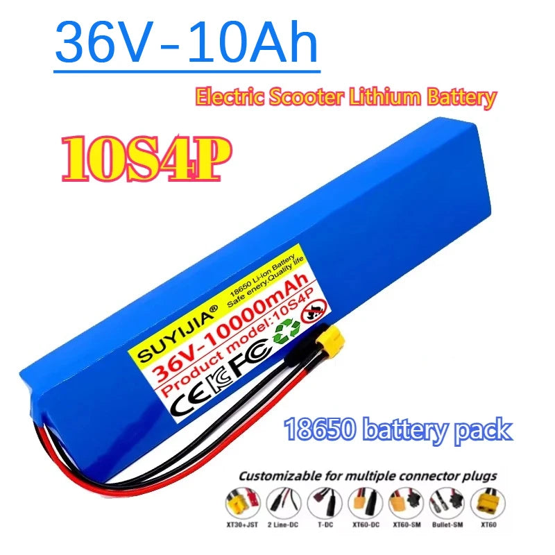 New 36V 10S4P 10Ah 18650 Battery Pack 250-750W 30A BMS 36V Lithium Li-ion Battery Electric Scooter 42v Electric Scooter Battery Zpaxo