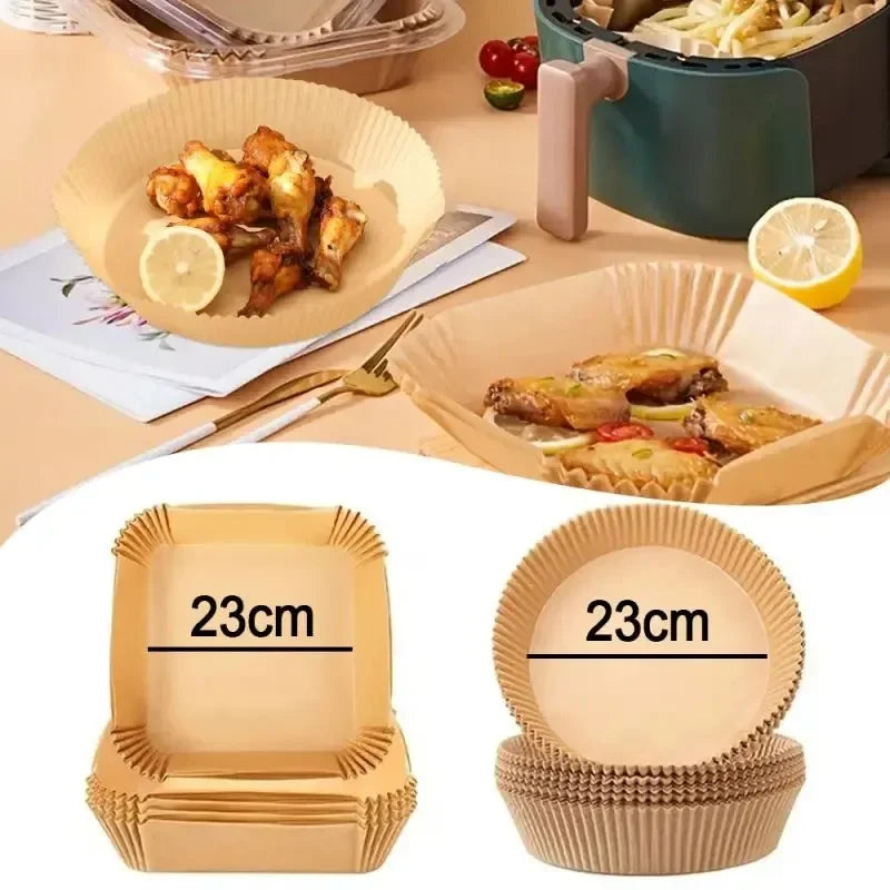 50pcs/set Disposable Air Fryer Paper Liner 20CM Oil-proof Water-proof Airfryer Disposable Cooking Paper Trays Baking Paper Zpaxo