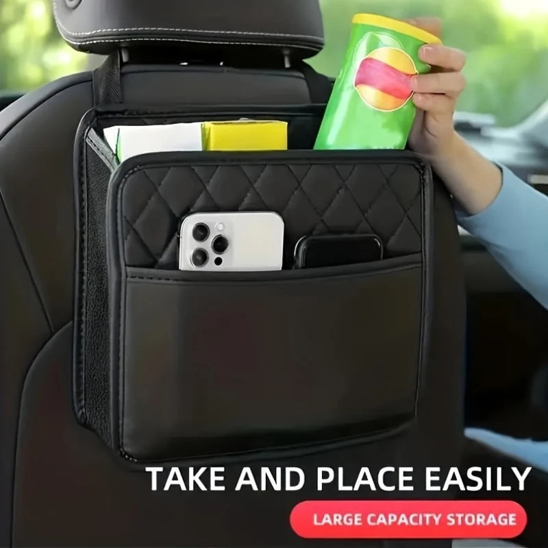 Car Seat Back Organizer – Leather Backseat Storage Bag
